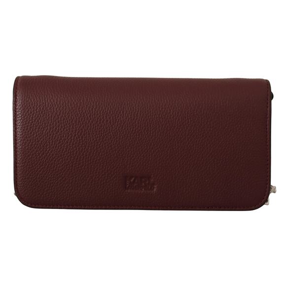 Karl Lagerfeld Elegant Wine Leather Evening Clutch - Picture 5 of 8